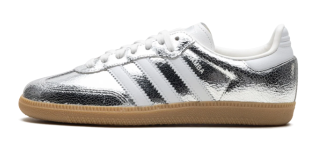 adidas Samba OG Women's Silver Metallic Cracked Leather
