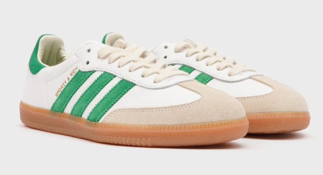 adidas Samba Shoes - Cloud White / Silver / Green