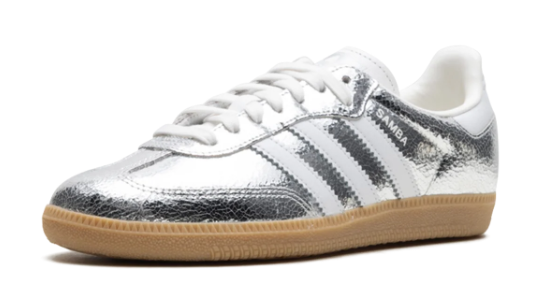 adidas Samba OG Women's Silver Metallic Cracked Leather