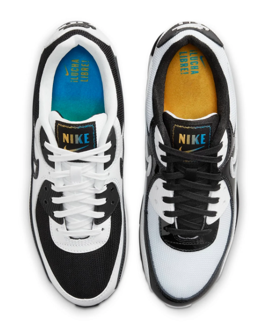 Nike Air Max 90 'Lucha Libre' – Black/White with Blue & Yellow Accents
