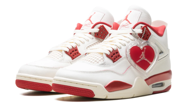 Air Jordan 4 WMNS 'Valentine's Day' - White / Pink / Red